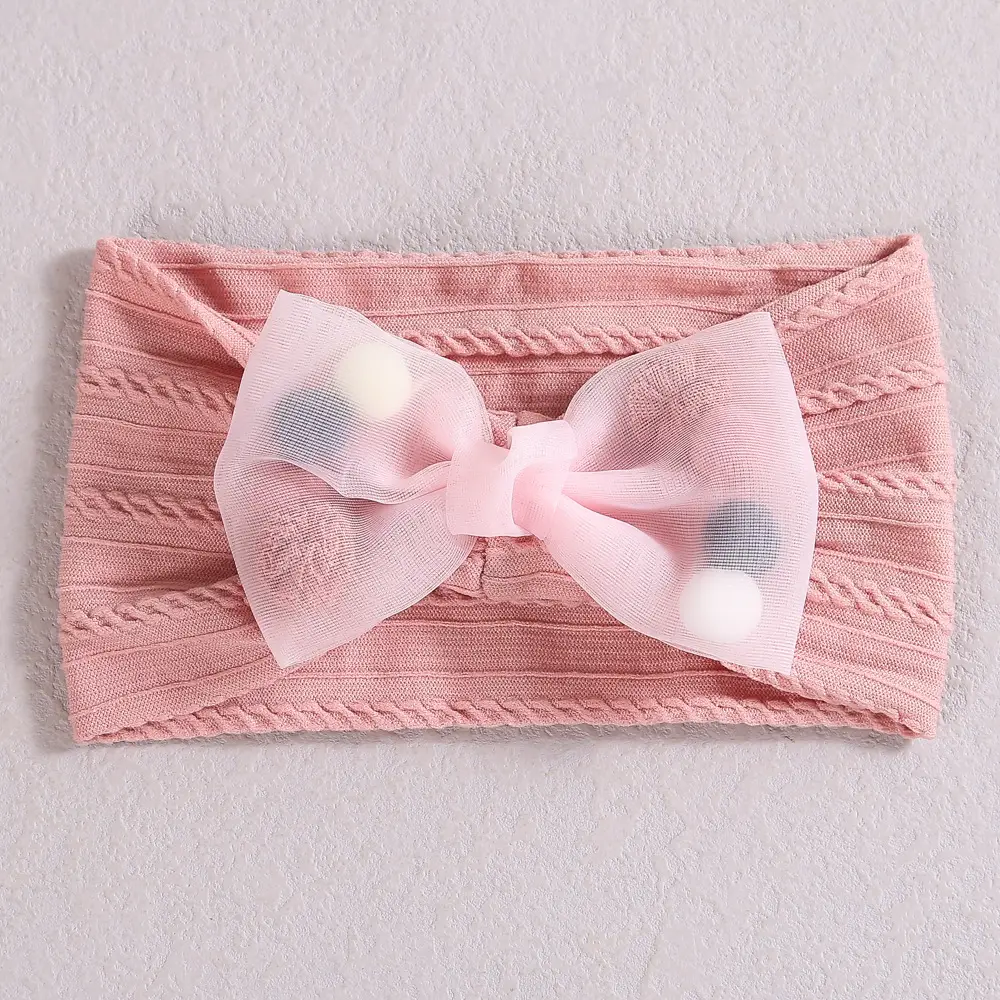 Baby Jacquard Bow Hair Belt Mint Green - Image 5