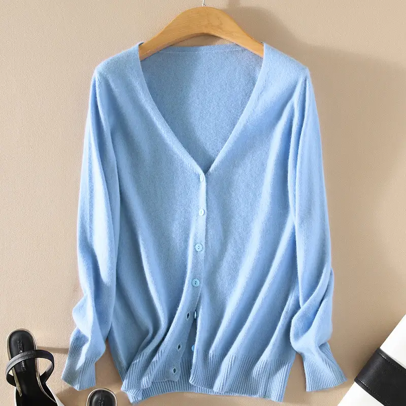 Women Knitted V-Neck Cardigan with Buttons - Image 19