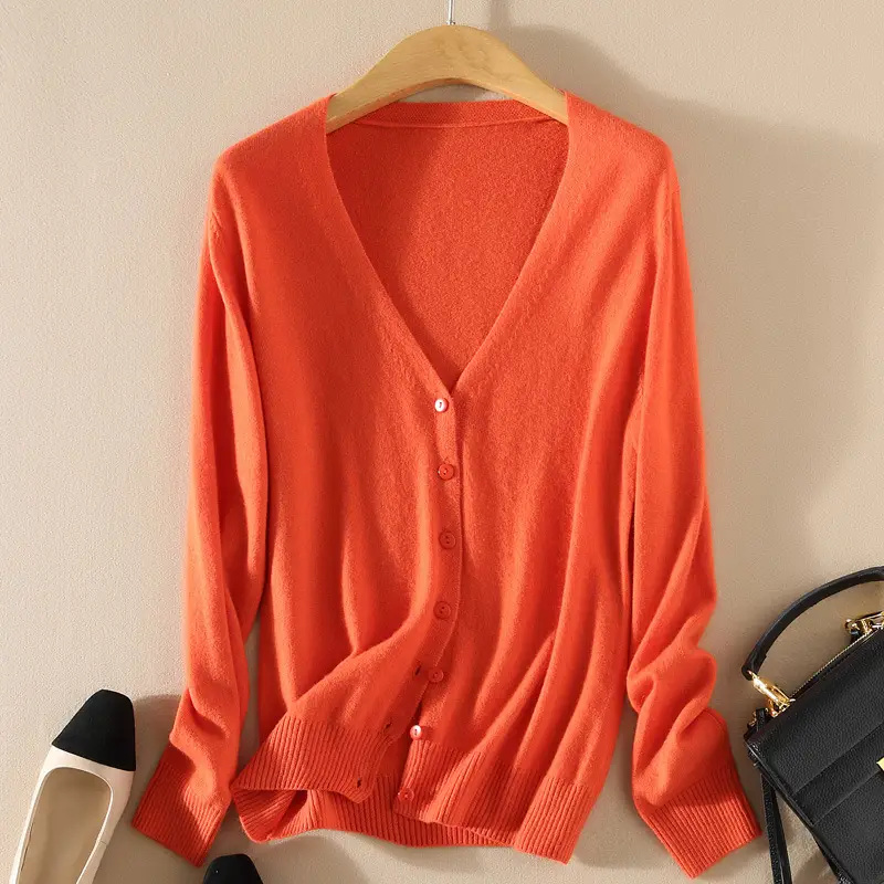 Women Knitted V-Neck Cardigan with Buttons - Image 20