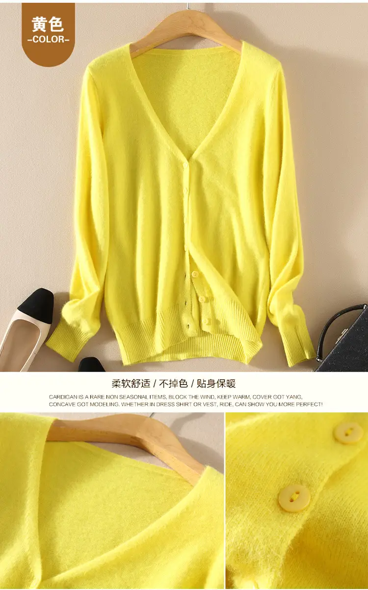 Women Knitted V-Neck Cardigan with Buttons — feature 21
