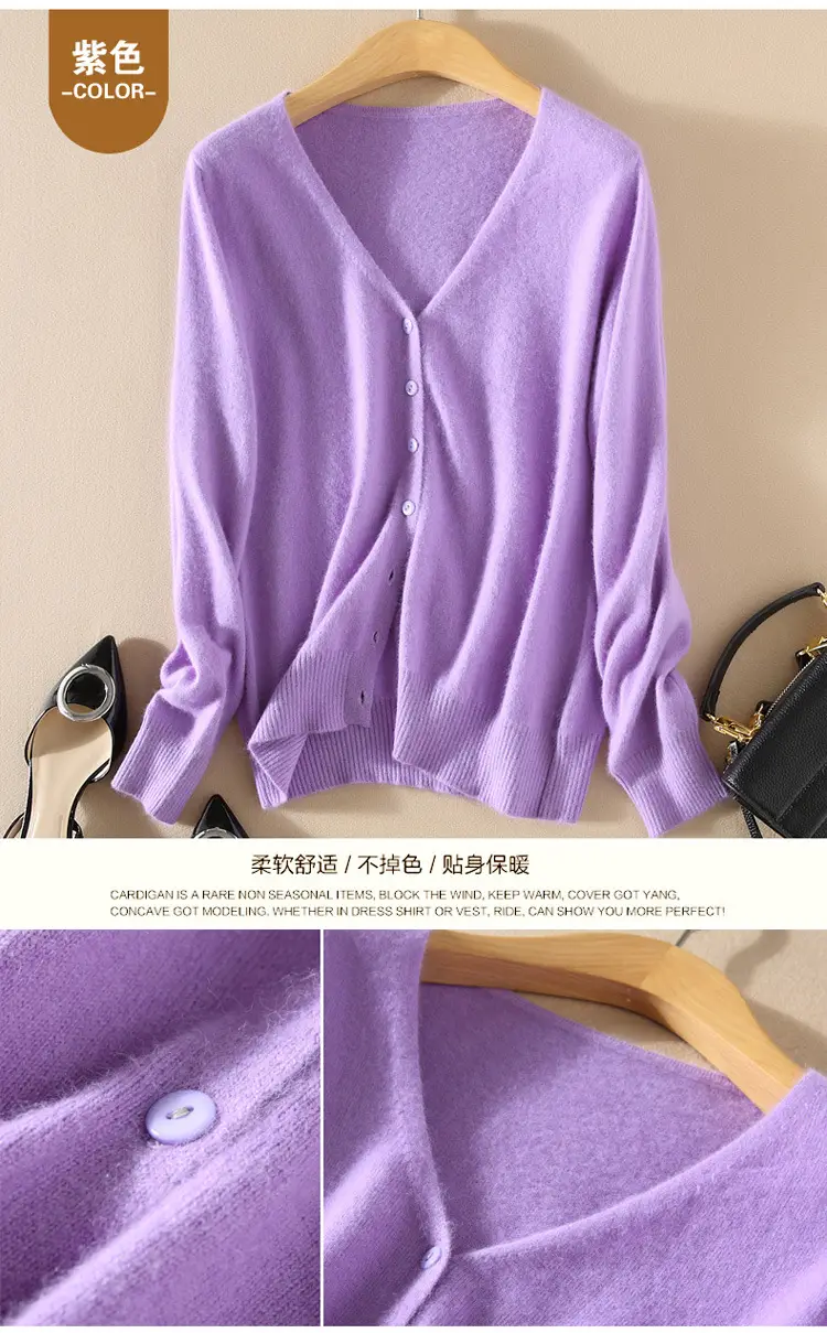 Women Knitted V-Neck Cardigan with Buttons — feature 22