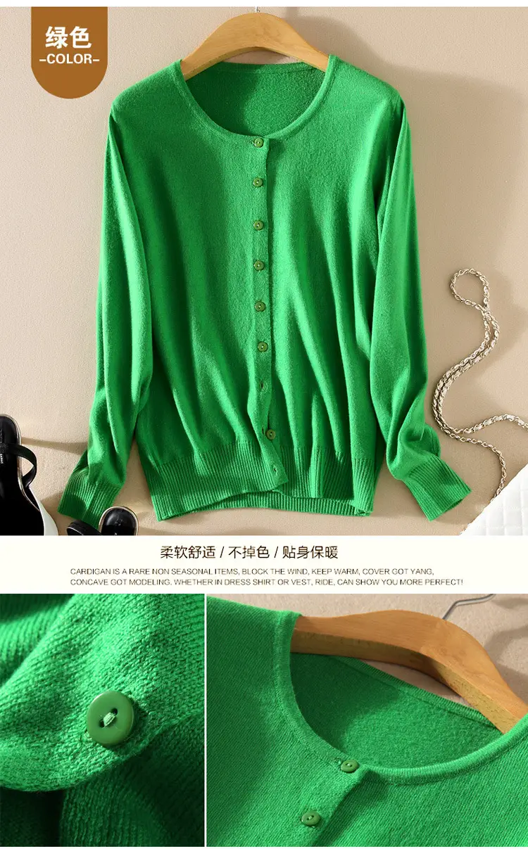 Women Knitted V-Neck Cardigan with Buttons — feature 31