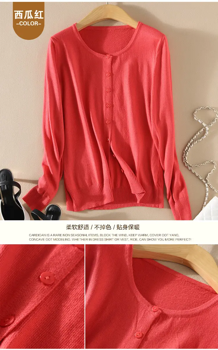 Women Knitted V-Neck Cardigan with Buttons — feature 34