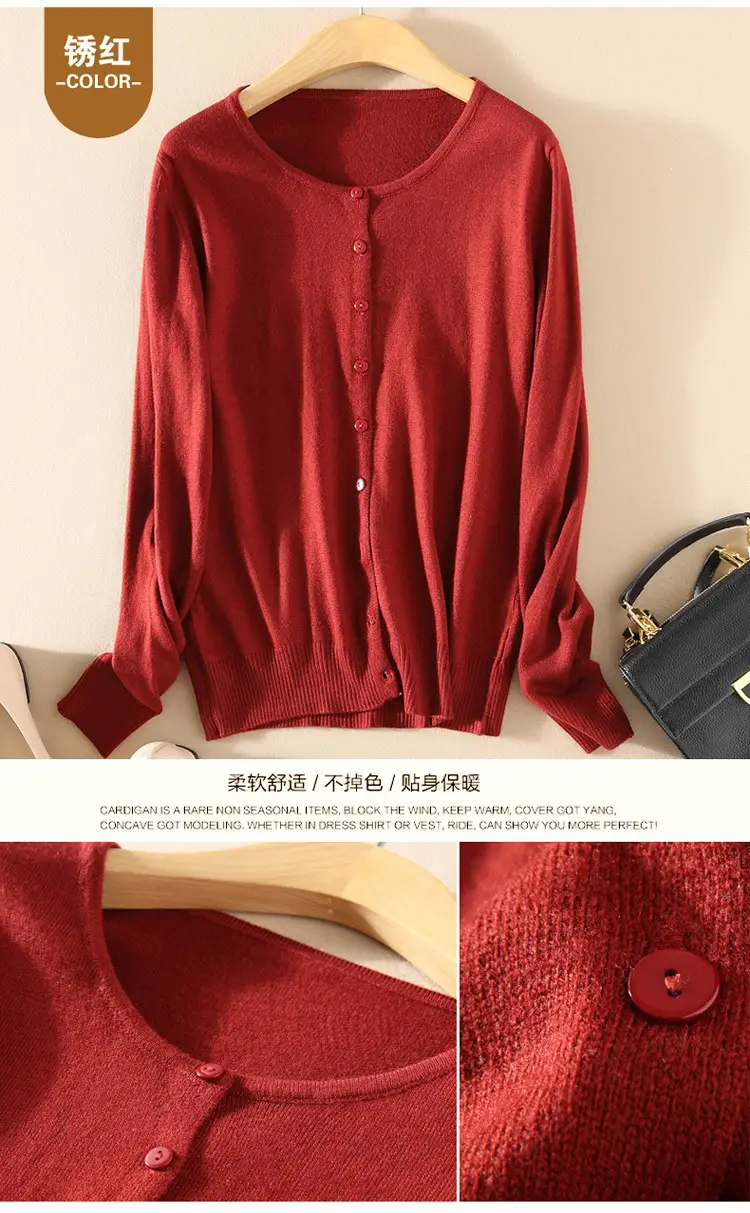 Women Knitted V-Neck Cardigan with Buttons — feature 35