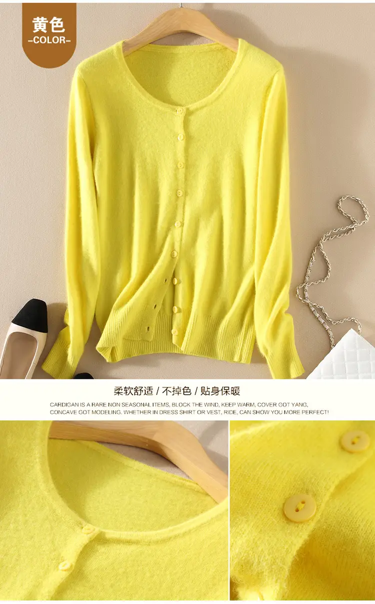 Women Knitted V-Neck Cardigan with Buttons — feature 36