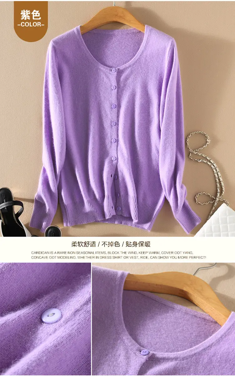 Women Knitted V-Neck Cardigan with Buttons — feature 37