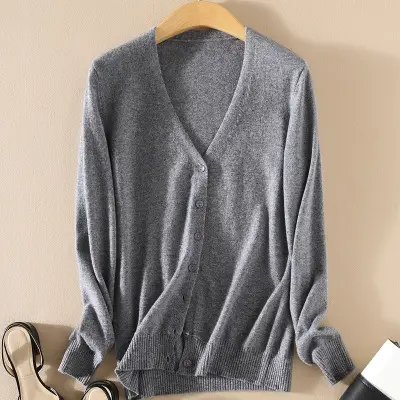 Women Knitted V-Neck Cardigan with Buttons - Image 13