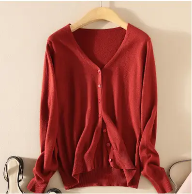 Women Knitted V-Neck Cardigan with Buttons - Image 15