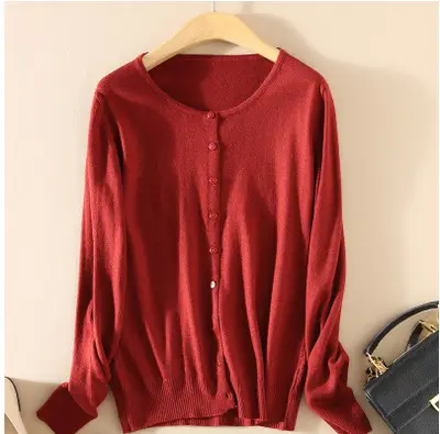 Women Knitted V-Neck Cardigan with Buttons - Image 16