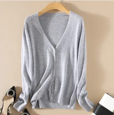 Women Knitted V-Neck Cardigan with Buttons - Image 5
