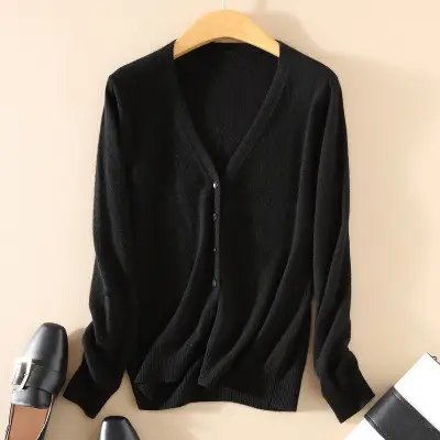 Women Knitted V-Neck Cardigan with Buttons - Image 6