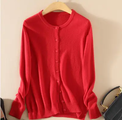 Women Knitted V-Neck Cardigan with Buttons - Image 9