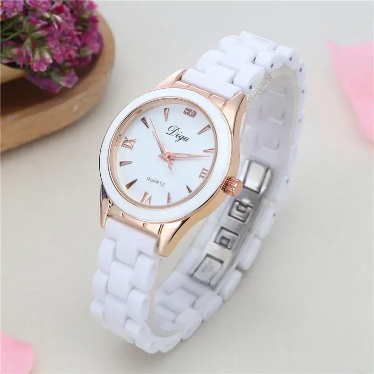 Korean Brand Women's Ceramic Watch White Rose Gold - Image 4
