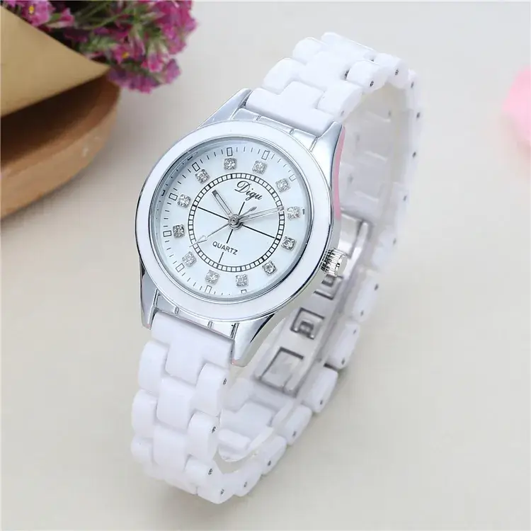 Korean Brand Women's Ceramic Watch White Rose Gold - Image 5