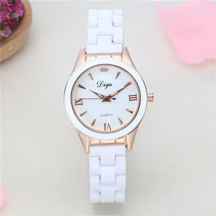 Korean Brand Women's Ceramic Watch White Rose Gold - Image 2