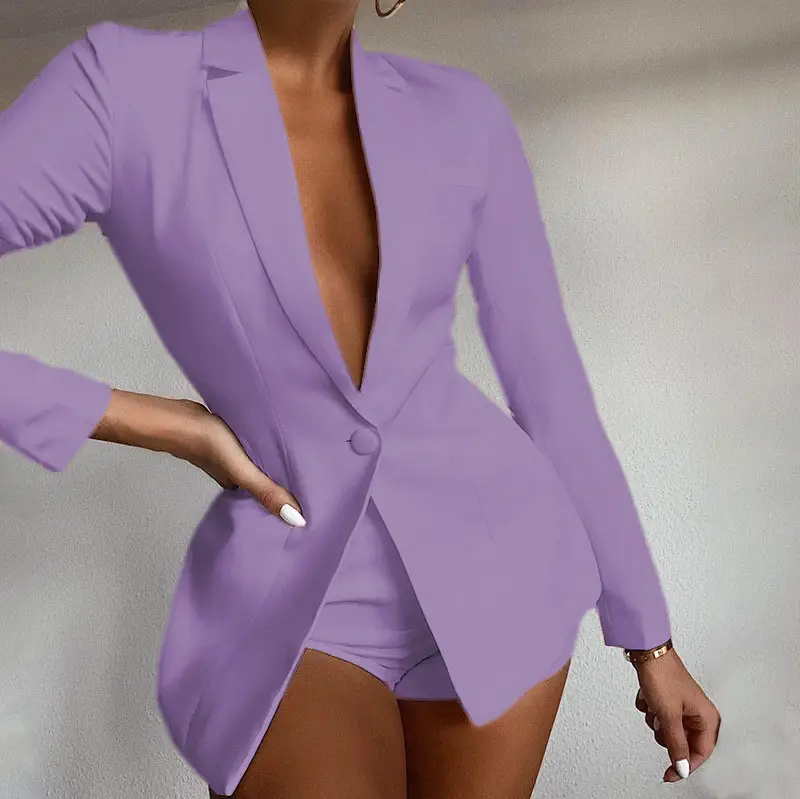 Purple High Waist Shorts with White Top Set - Image 6