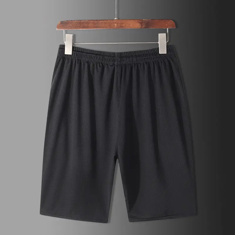 Men's Black Mesh Ice Silk Shorts Elastic Waist Quick Dry