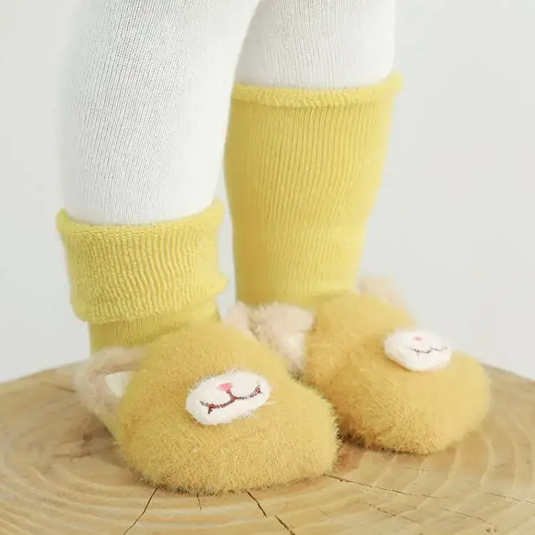 Baby Teddy Bear Socks Yellow Winter Non-Slip - Image 9