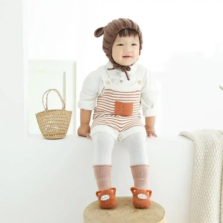 Baby Teddy Bear Socks Yellow Winter Non-Slip - Image 10