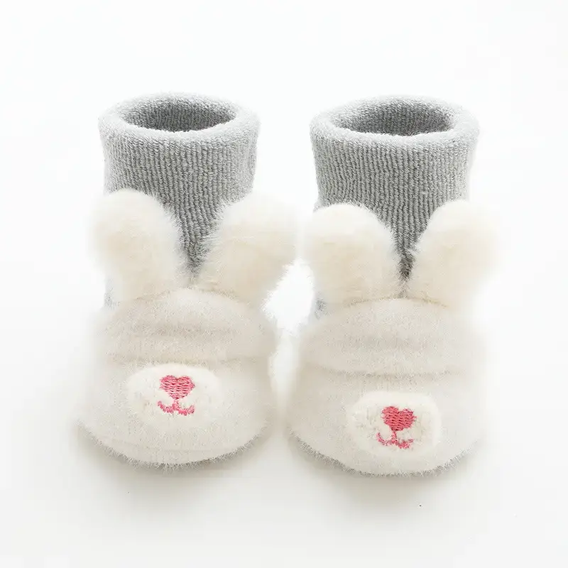 Baby Teddy Bear Socks Yellow Winter Non-Slip - Image 3