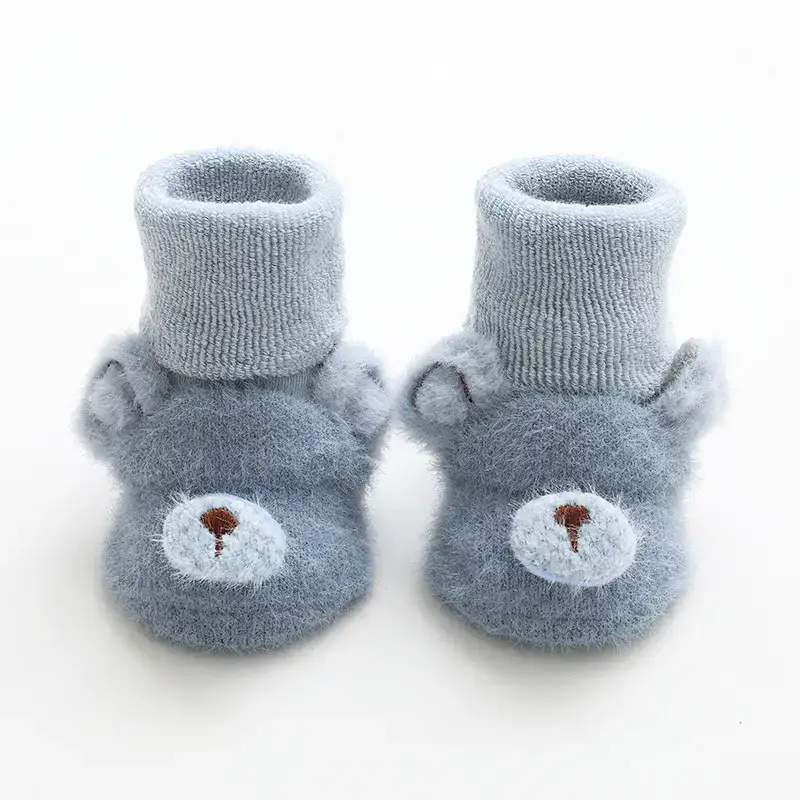 Baby Teddy Bear Socks Yellow Winter Non-Slip - Image 4