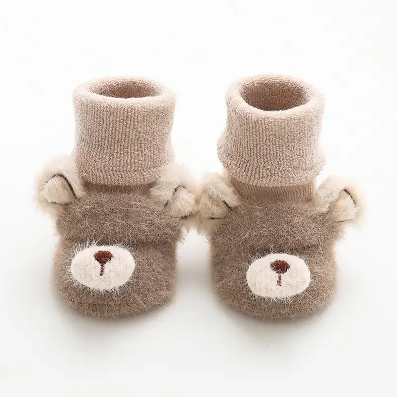Baby Teddy Bear Socks Yellow Winter Non-Slip - Image 6
