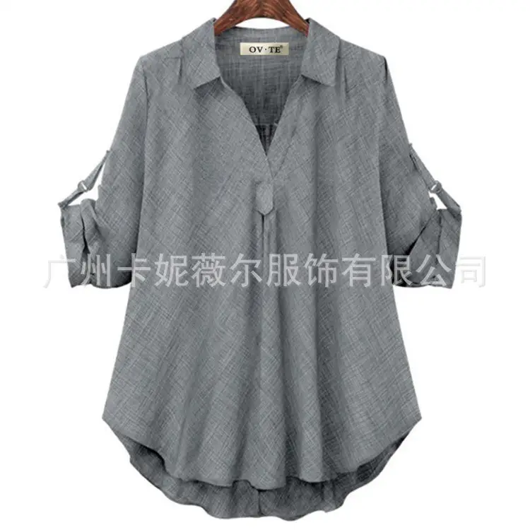 Women Button Front Shirt Large Medium Gray - Image 2