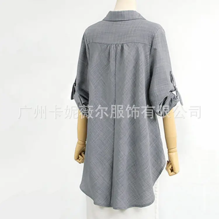 Women Button Front Shirt Large Medium Gray - Image 5