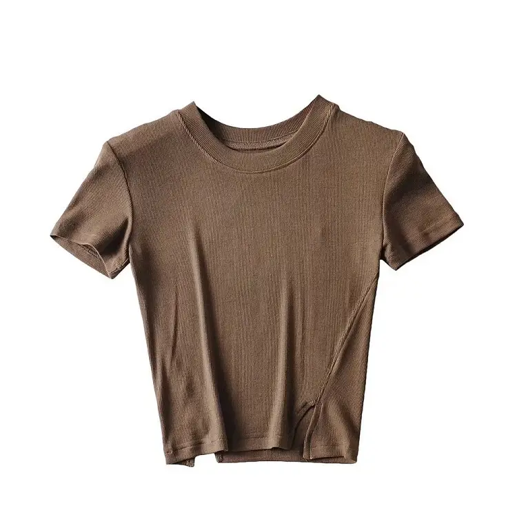 Women White Round Neck Short Sleeve T-Shirt - Image 4