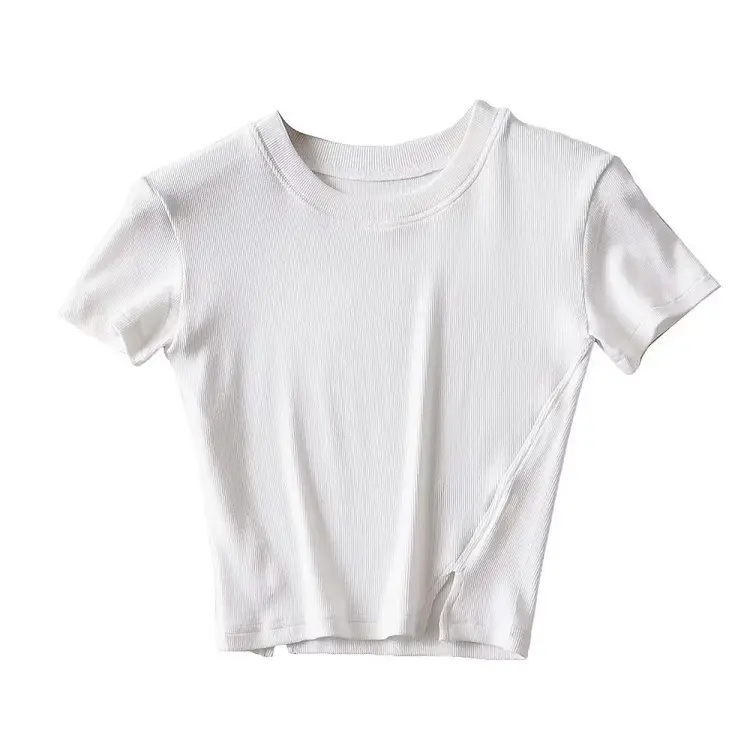 Women White Round Neck Short Sleeve T-Shirt - Image 3