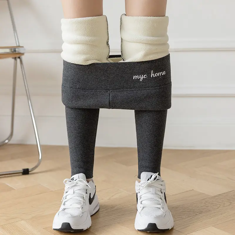 Women Fleece Leggings Gray Slimming Warm Winter - Image 13