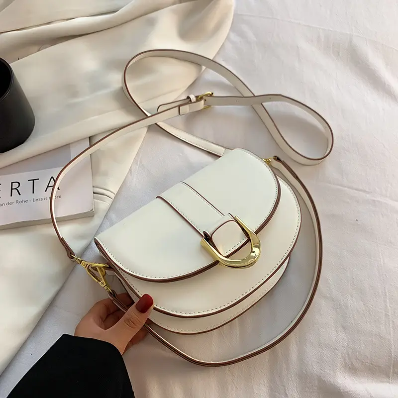 Women's Crossbody Bag White Leather 2021 New Style