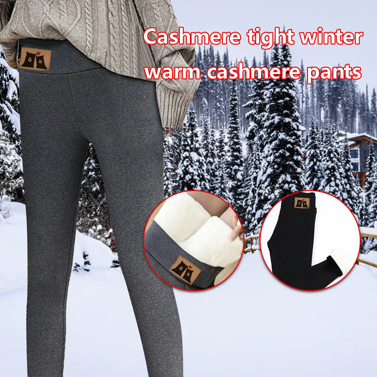 Women Velvet Leggings Grey High Waist Stretch - Image 8