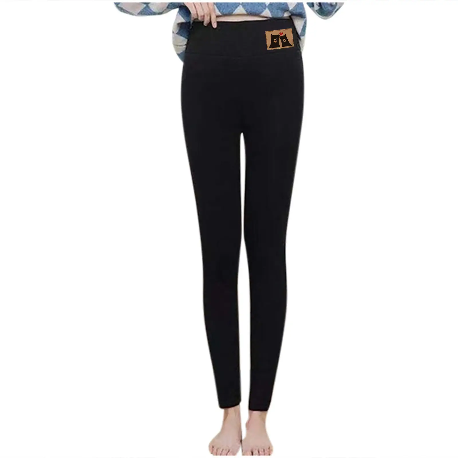 Women Velvet Leggings Grey High Waist Stretch - Image 10