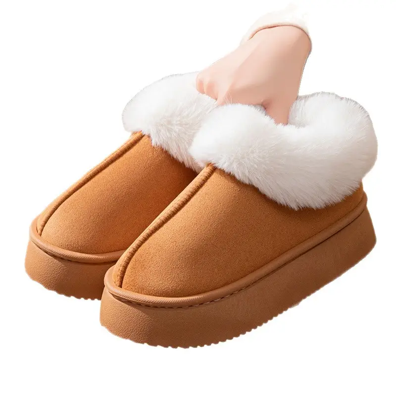 Winter New Style Velvet Thickeneded Bottom Comfortable Warm Cotton Slippers for Men High-end Home Office Indoor Cotton Slippers for Women