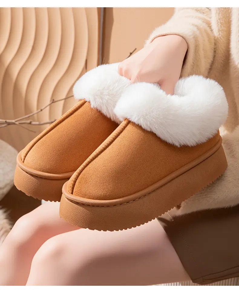 Winter New Style Velvet Thickeneded Bottom Comfortable Warm Cotton Slippers for Men High-end Home Office Indoor Cotton Slippers for Women — feature 13