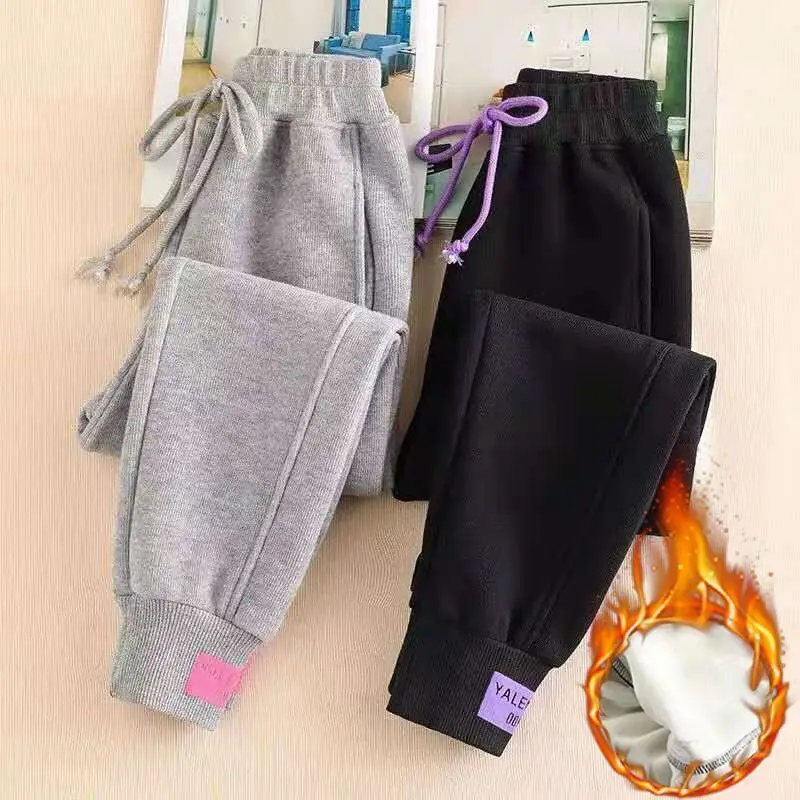 Women's 2-Piece Fleece Sweatpants Set Black Beige Grey
