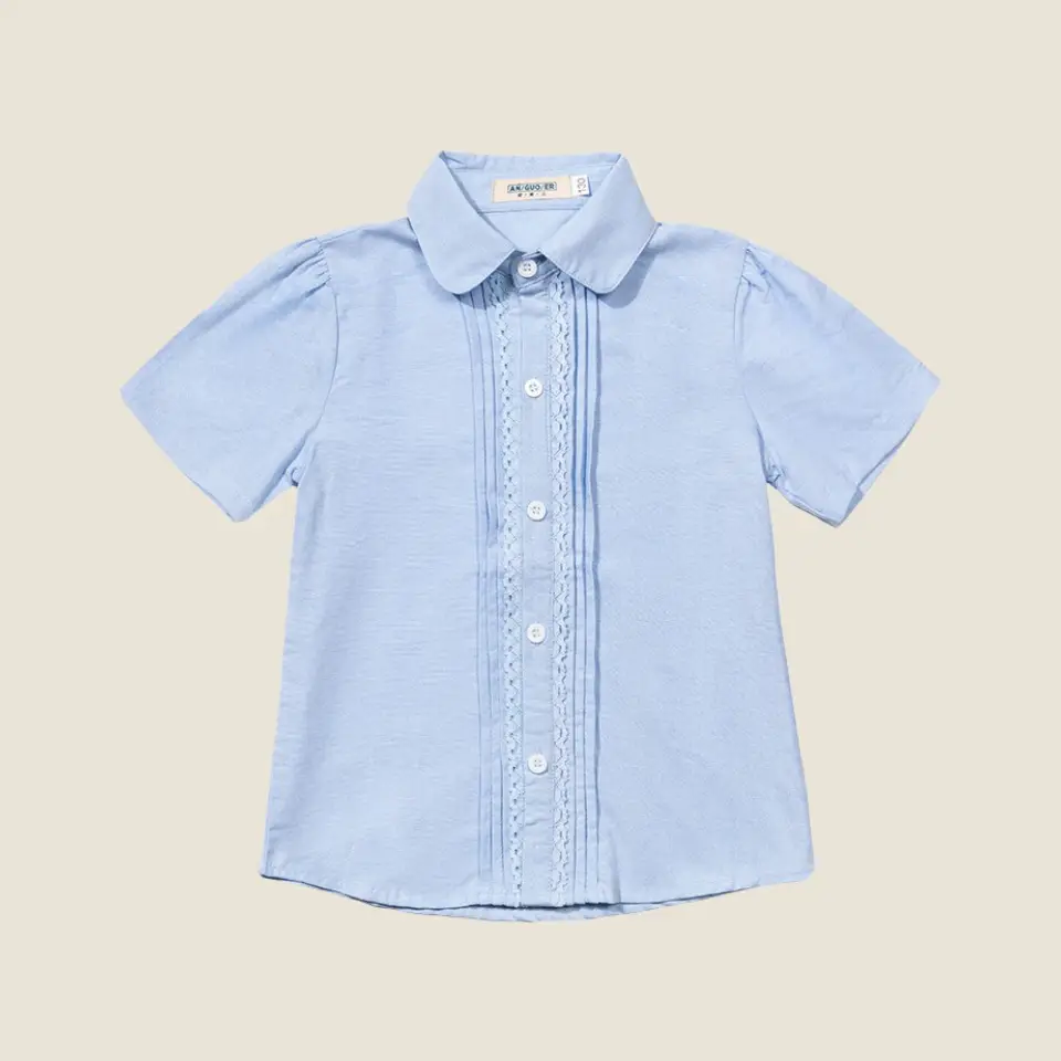 Summer Boys Light Blue Short Sleeve School Shirt - Image 10