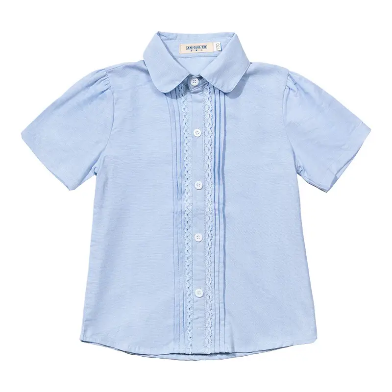 Summer Boys Light Blue Short Sleeve School Shirt - Image 2