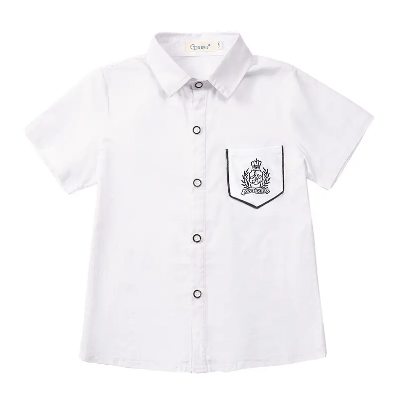 Summer Boys Light Blue Short Sleeve School Shirt - Image 3