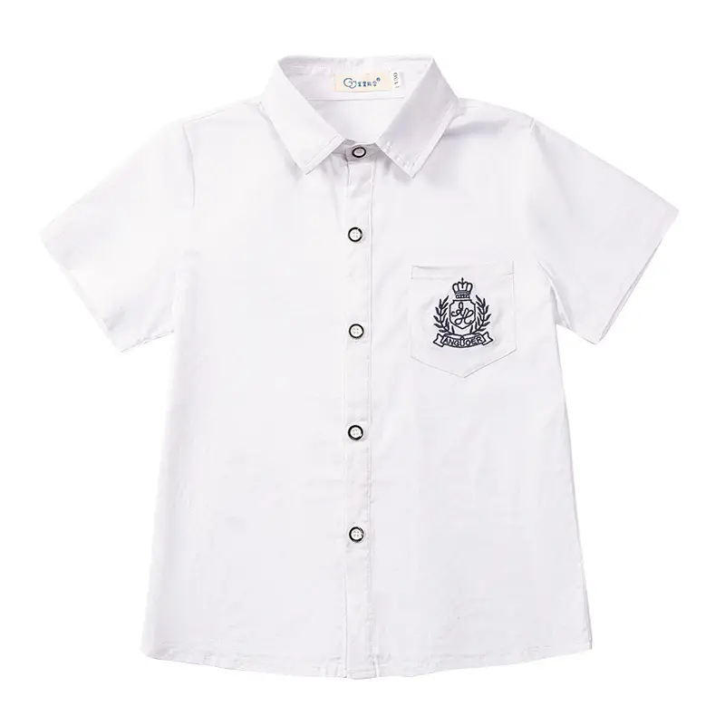 Summer Boys Light Blue Short Sleeve School Shirt - Image 4