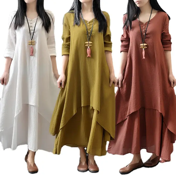 White Long Sleeve Linen Dress for Women 2026 - Image 10