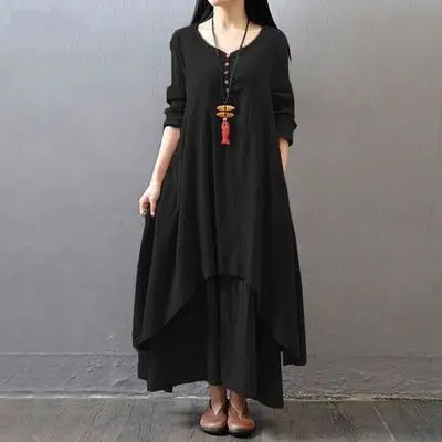 White Long Sleeve Linen Dress for Women 2026 - Image 3