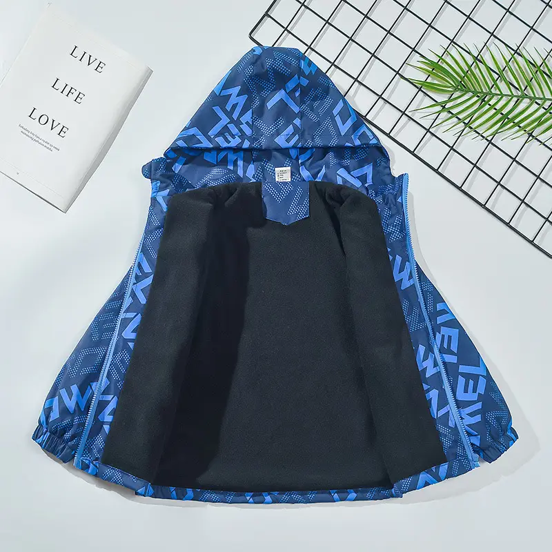 New Boys Velvet Windproof Hoodie Jacket 3-15 - Image 10