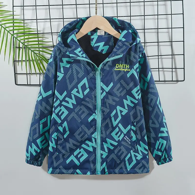 New Boys Velvet Windproof Hoodie Jacket 3-15 - Image 7