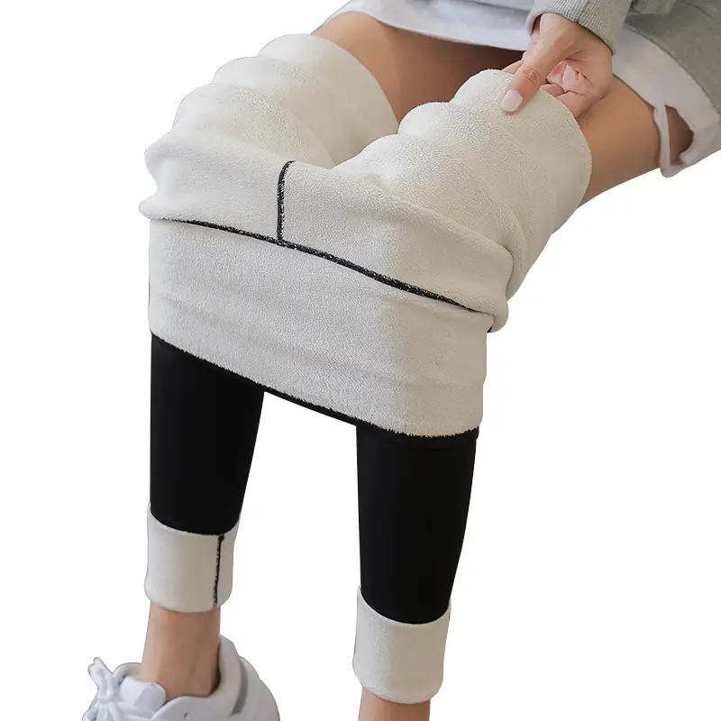 Women Fleece Leggings Pink High Waist Yoga - Image 12