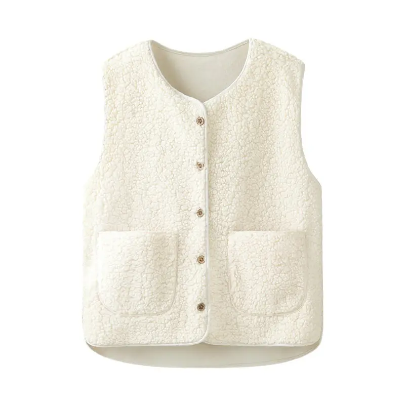 Women Faux Fur Crossbody Vest 2023 Winter Beige - Image 6