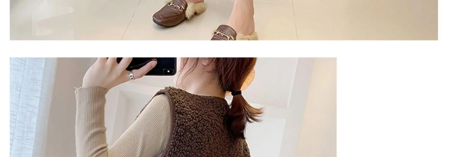 Women Faux Fur Crossbody Vest 2023 Winter Beige — feature 12
