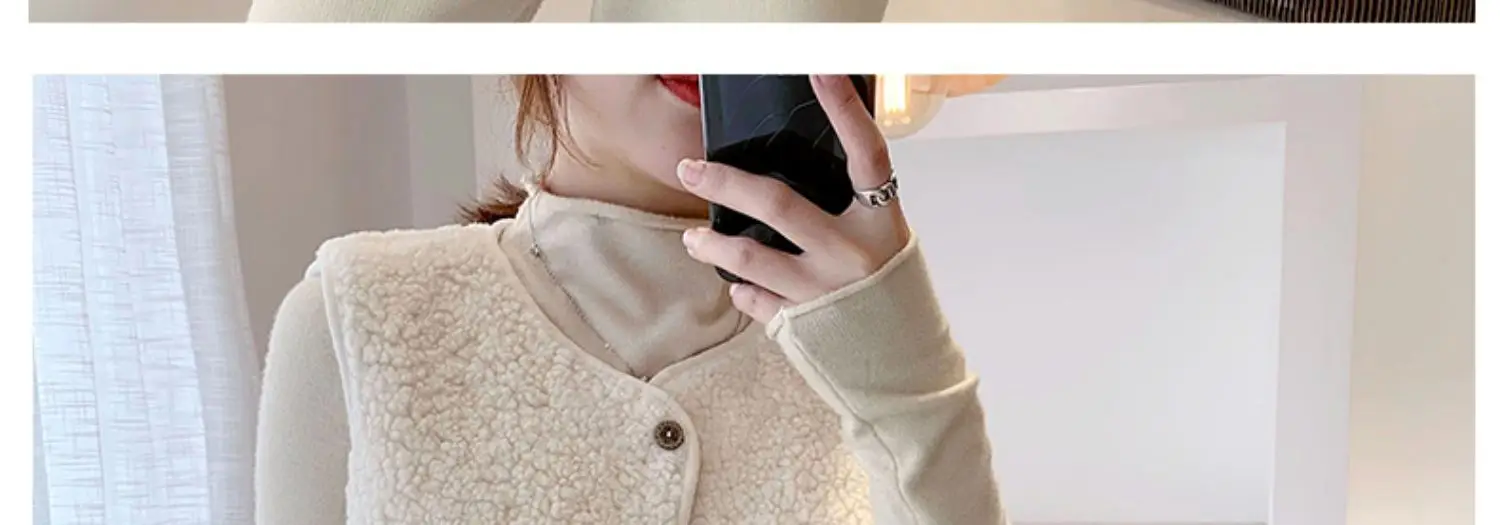 Women Faux Fur Crossbody Vest 2023 Winter Beige — feature 6