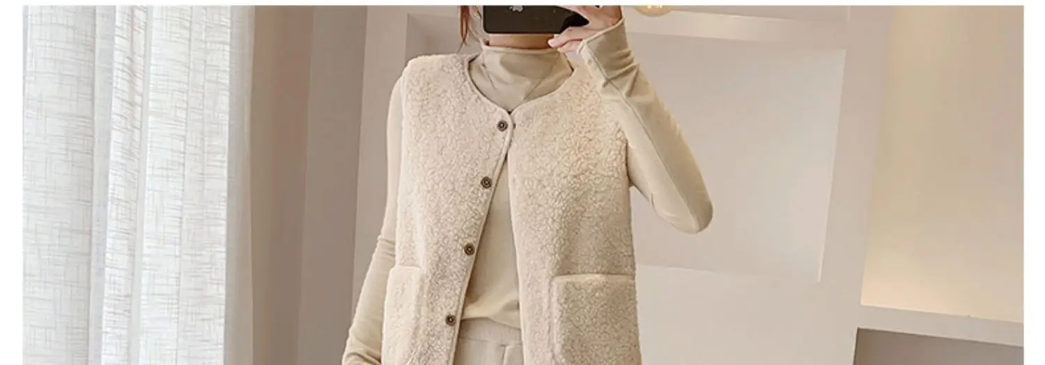 Women Faux Fur Crossbody Vest 2023 Winter Beige — feature 8